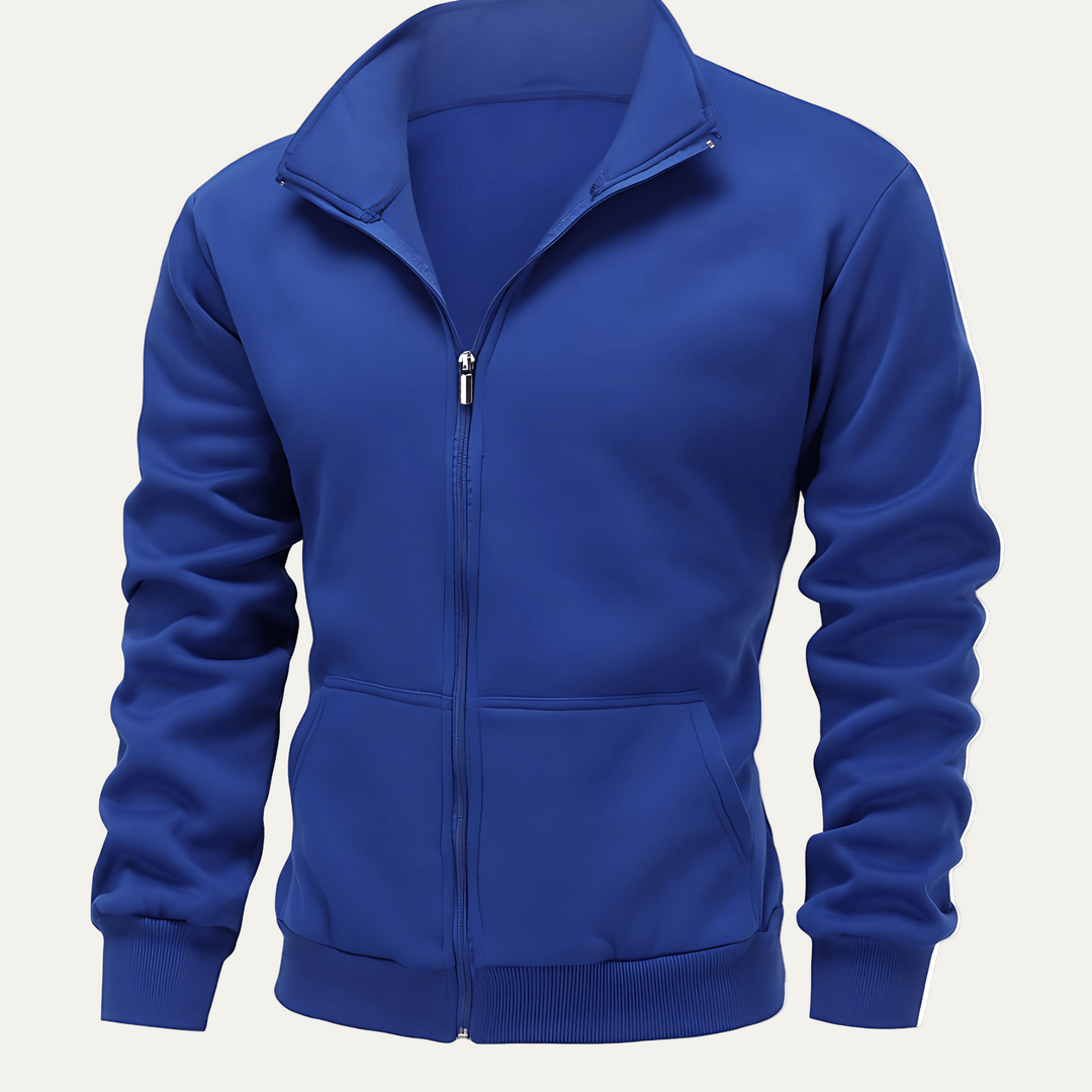 Mens Track Jacket Stand Collar Zip Front - BritishMode