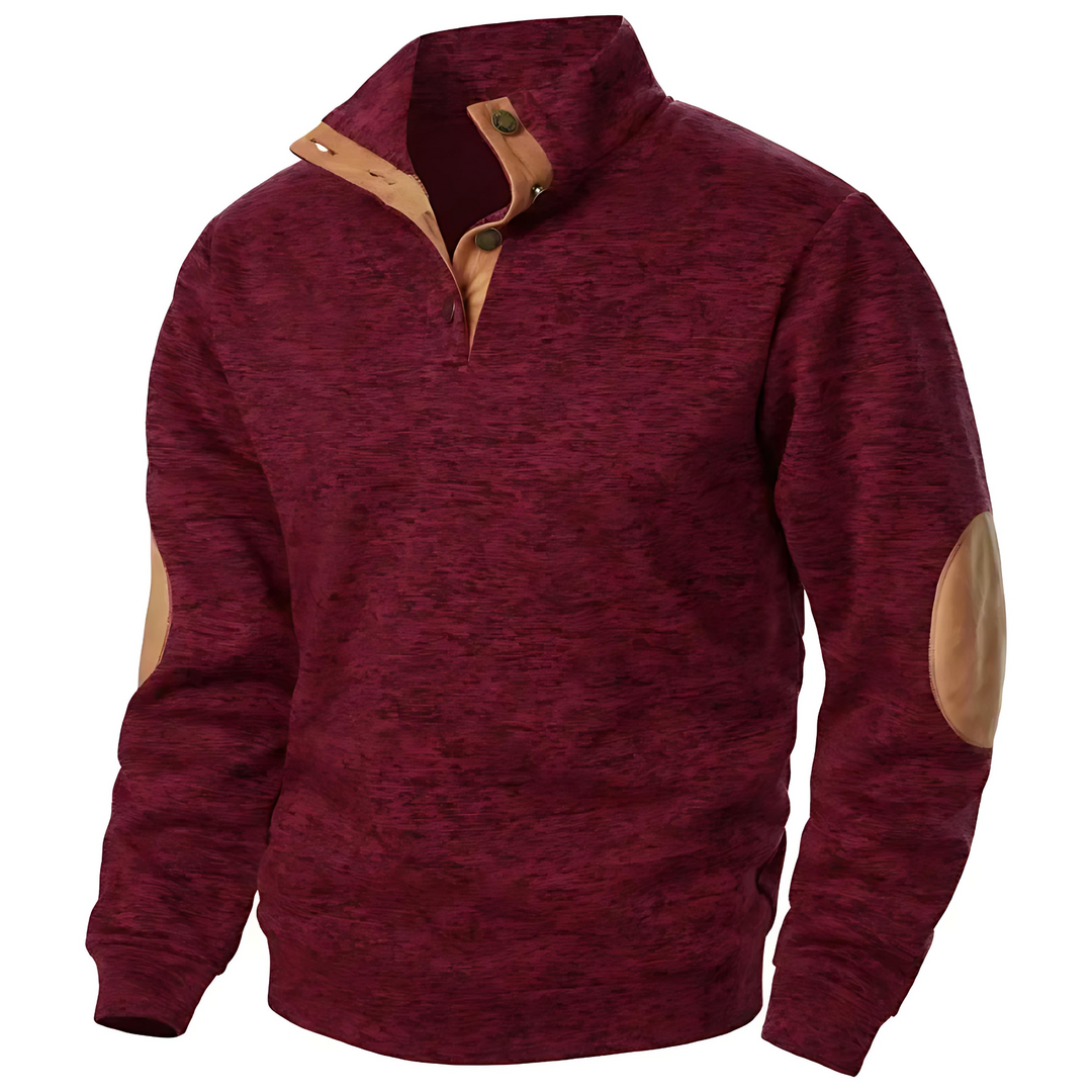 Mens Pullover Snap Collar Heather Fabric - BritishMode