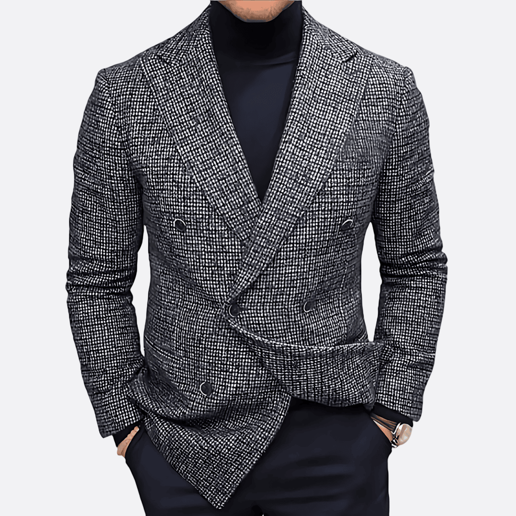 Mens Classic Double-Breasted Blazer Slim Fit - BritishMode