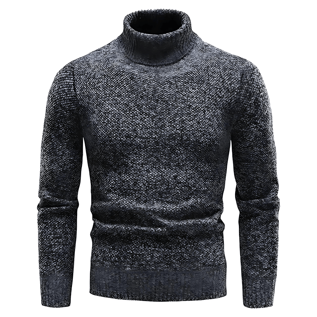 Mens Slim Fit Turtleneck Sweater Heathered Knit - BritishMode
