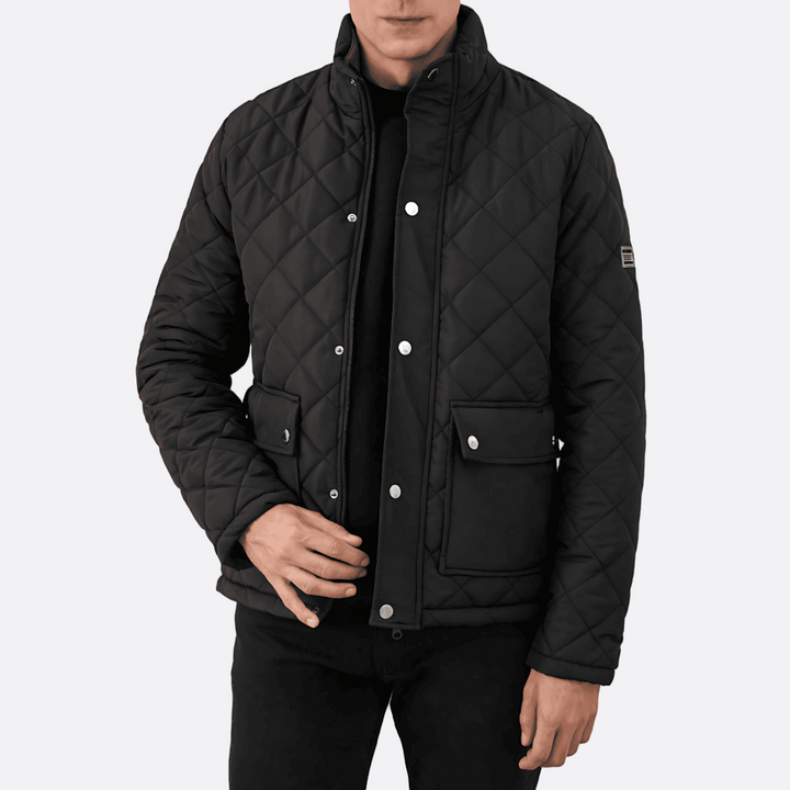 Mens Quilted Jacket Diamond Stitch Insulated Warm - BritishMode