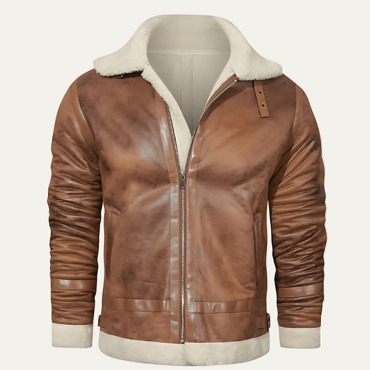 Mens Bomber Jacket with Shearling Trim Classic Fit - BritishMode