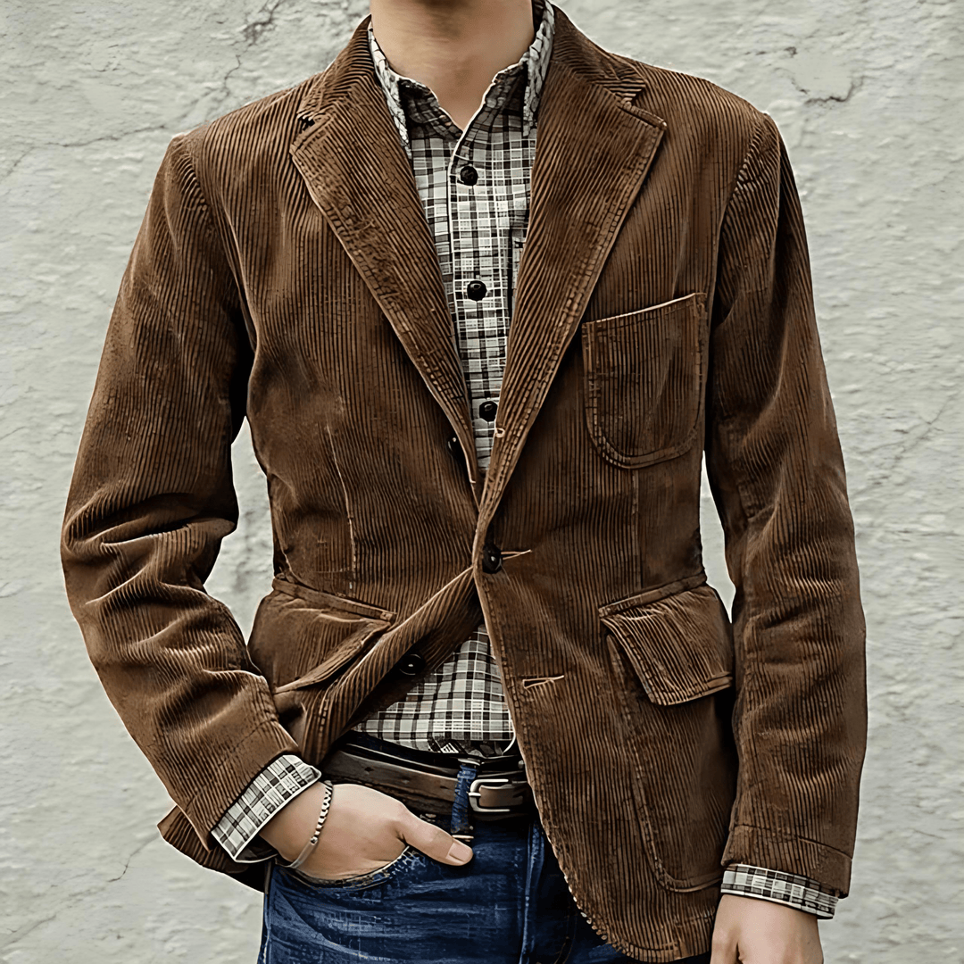 Mens Corduroy Blazer and Waistcoat Tailored Fit - BritishMode