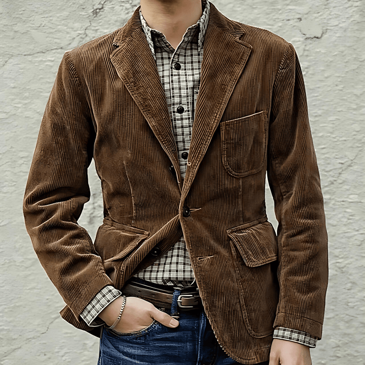 Mens Corduroy Blazer and Waistcoat Tailored Fit - BritishMode