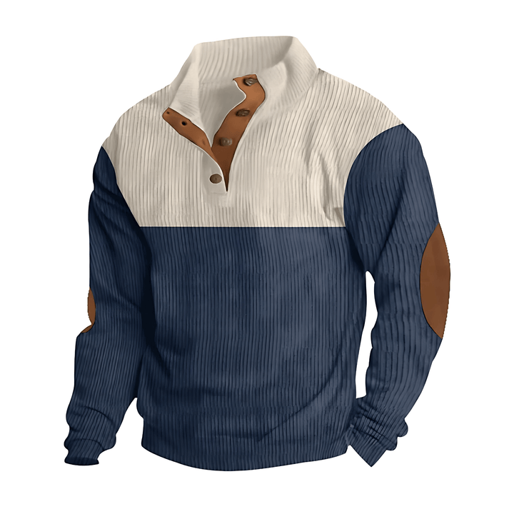 Mens Ribbed Knit Sweater Color Block Pattern - BritishMode
