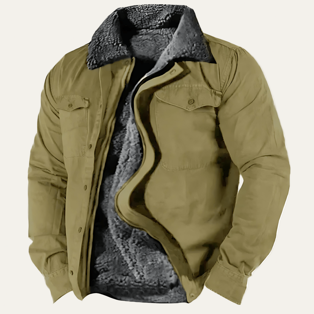 Mens Field Jacket with Faux Fur Collar Regular Fit - BritishMode
