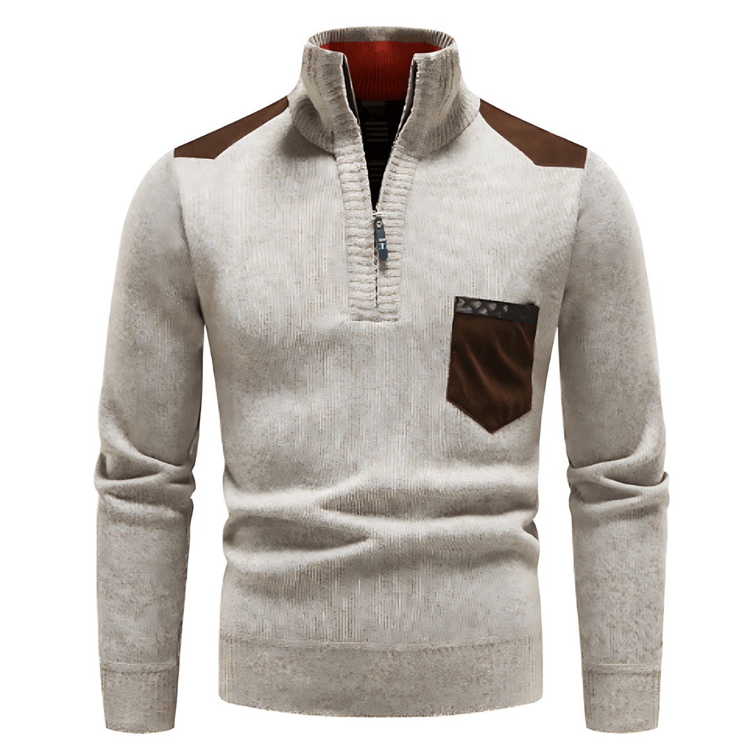 Mens Quarter Zip Sweater Stand Collar Knit - BritishMode