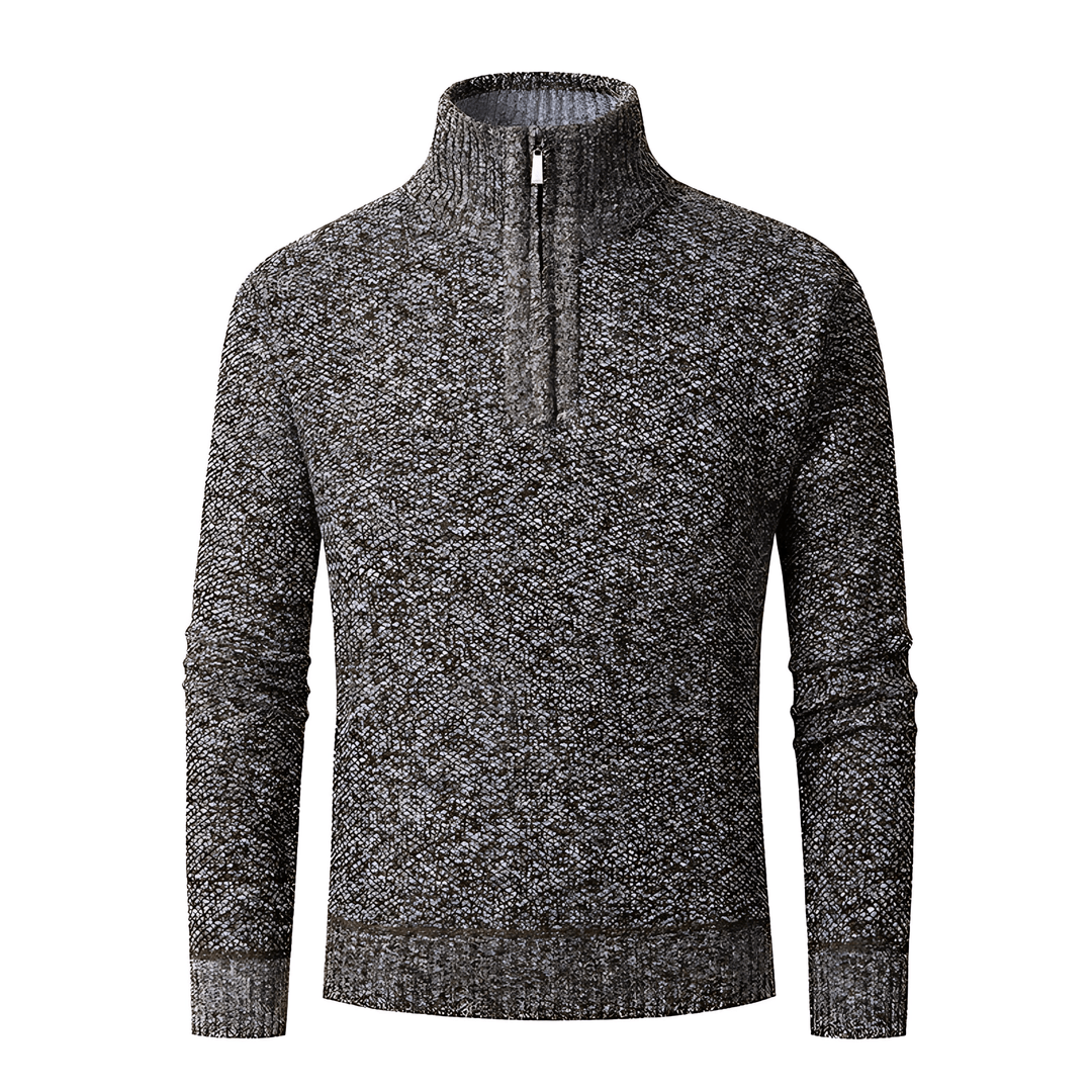 Mens Quarter Zip Sweater Textured High Collar - BritishMode