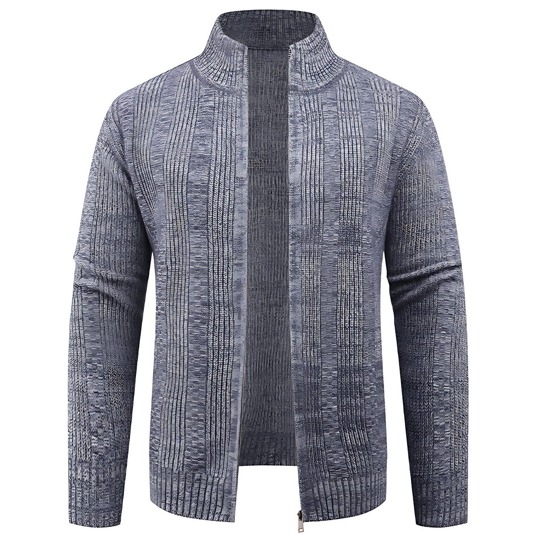 Womens Textured Cardigan High Collar Knit - BritishMode