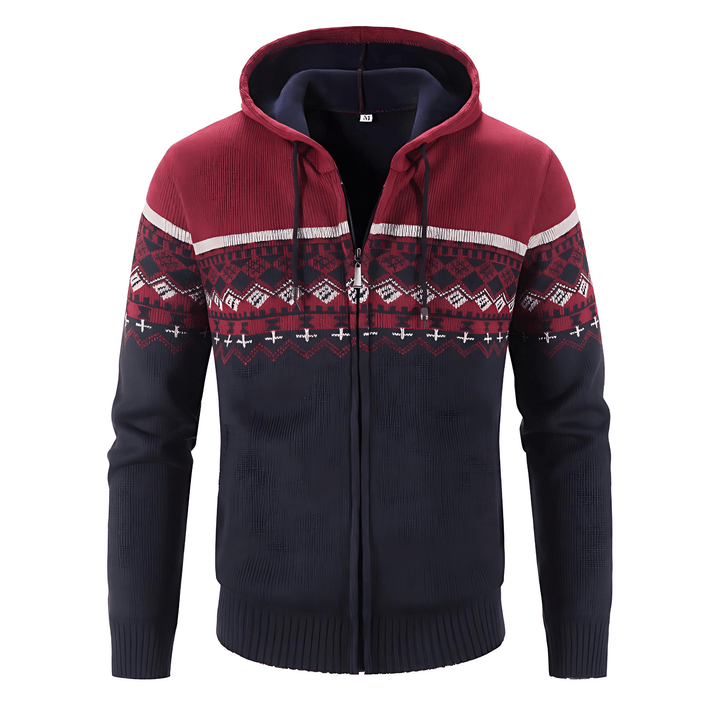 Unisex Hooded Cardigan Wool Norwegian Pattern - BritishMode