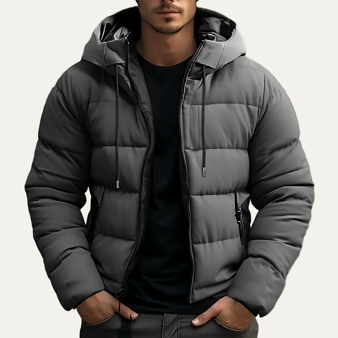 Mens Quilted Puffer Jacket with Hooded Design - BritishMode