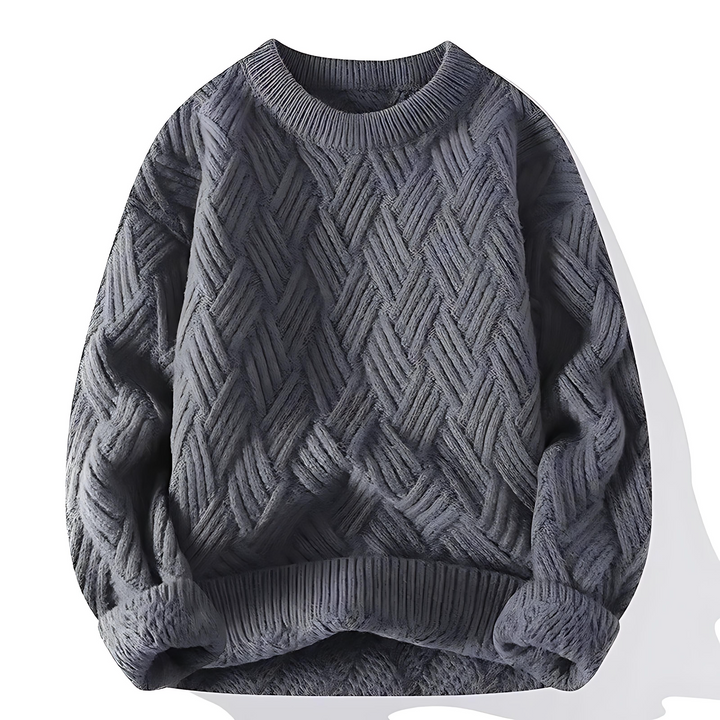 Mens Sweater Chunky Basketweave Knit Fit - BritishMode
