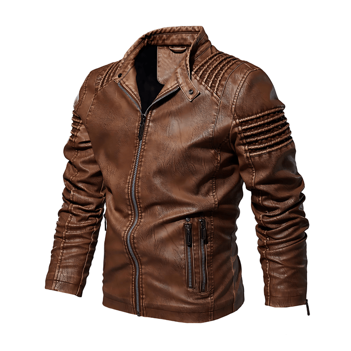 Mens Leather Jacket Structured Shoulders - BritishMode