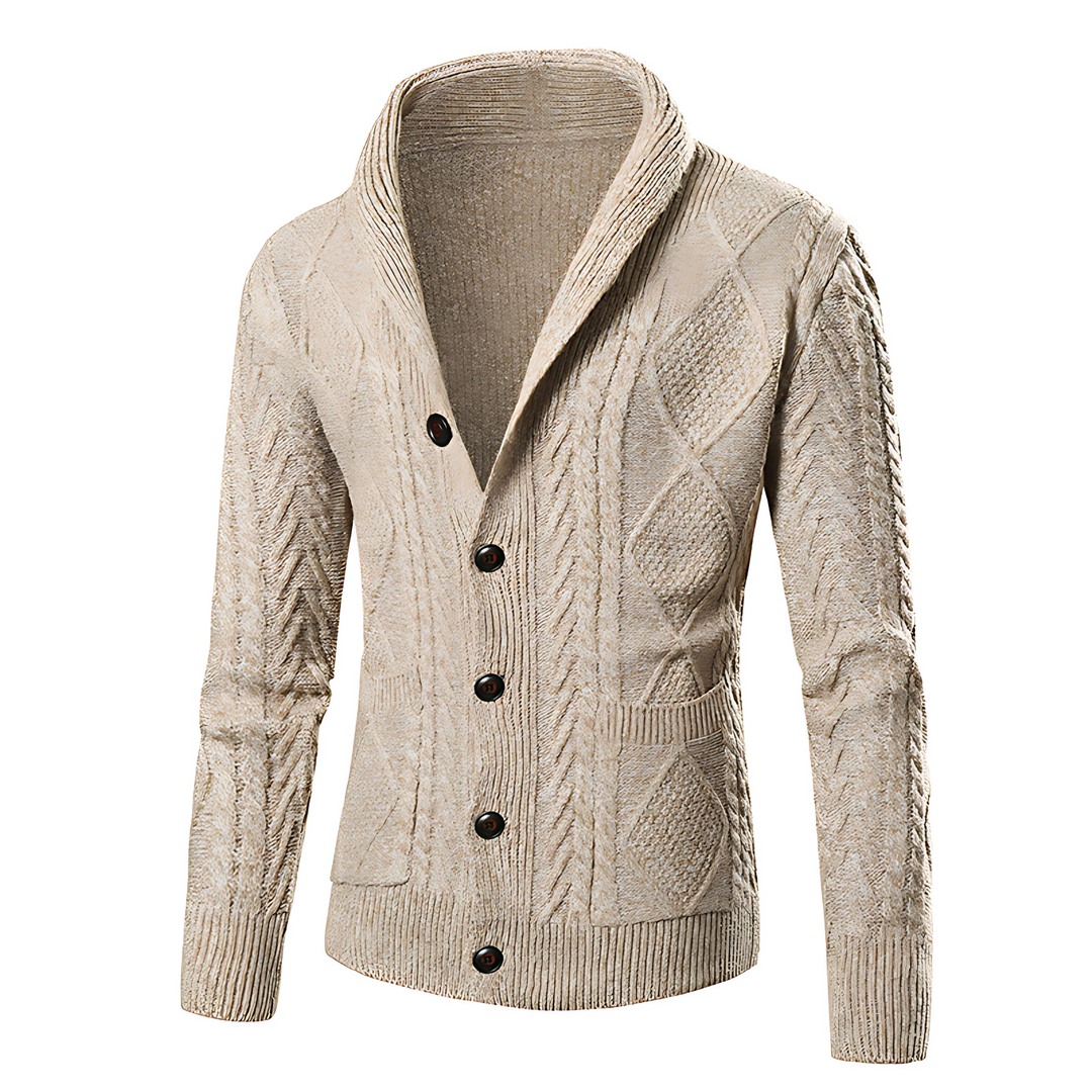 Womens Cable Knit Cardigan Modern Style Relaxed Fit - BritishMode