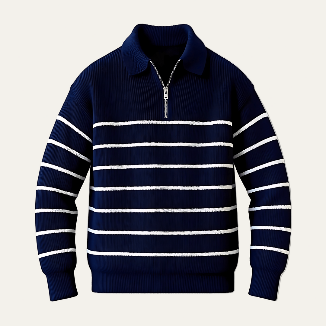 Mens Ribbed Polo Sweater Quarter Zip - BritishMode