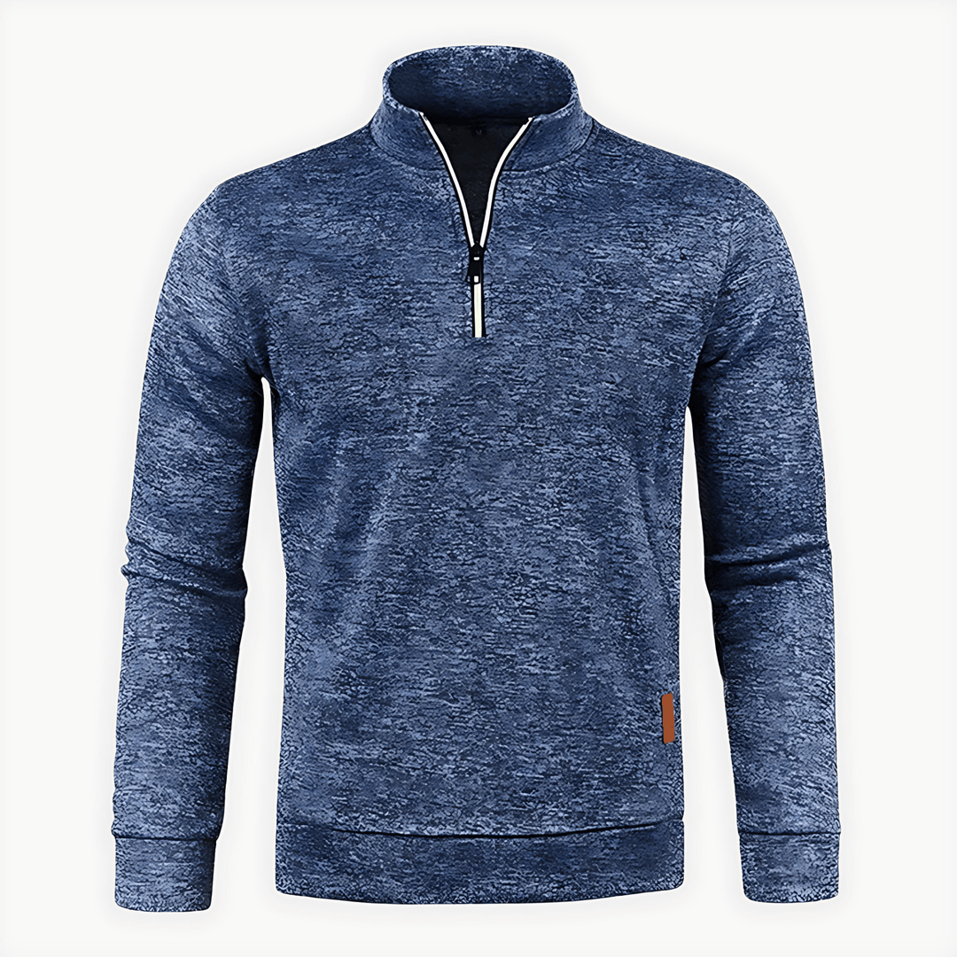 Mens Quarter Zip Pullover Heather Fabric Stand Collar - BritishMode