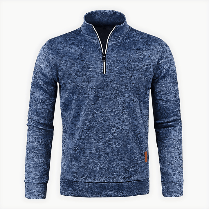 Mens Quarter Zip Pullover Heather Fabric Stand Collar - BritishMode