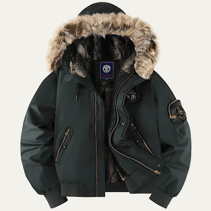 Mens Flight Jacket Water Resistant Detachable Fur Hood - BritishMode