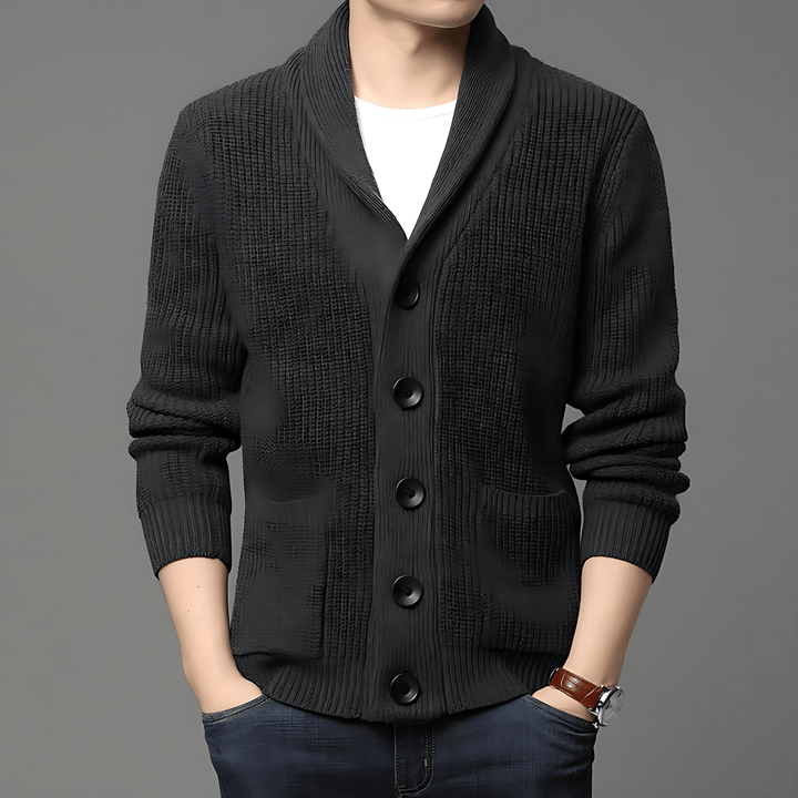 Womens Shawl Collar Cardigan Knitted Fabric Relaxed Fit - BritishMode