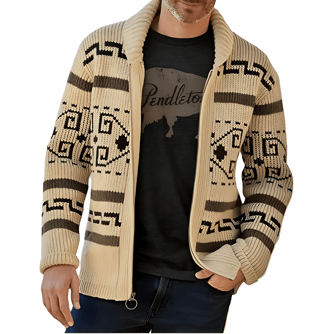 Mens Chunky Knit Cardigan Full Zip - BritishMode