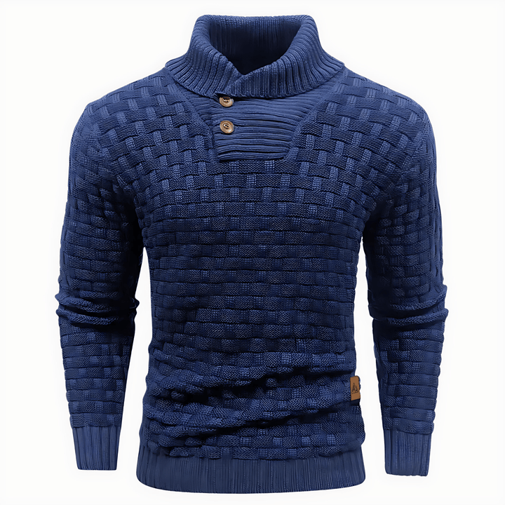 Mens Sweater Basketweave Knit Collar - BritishMode