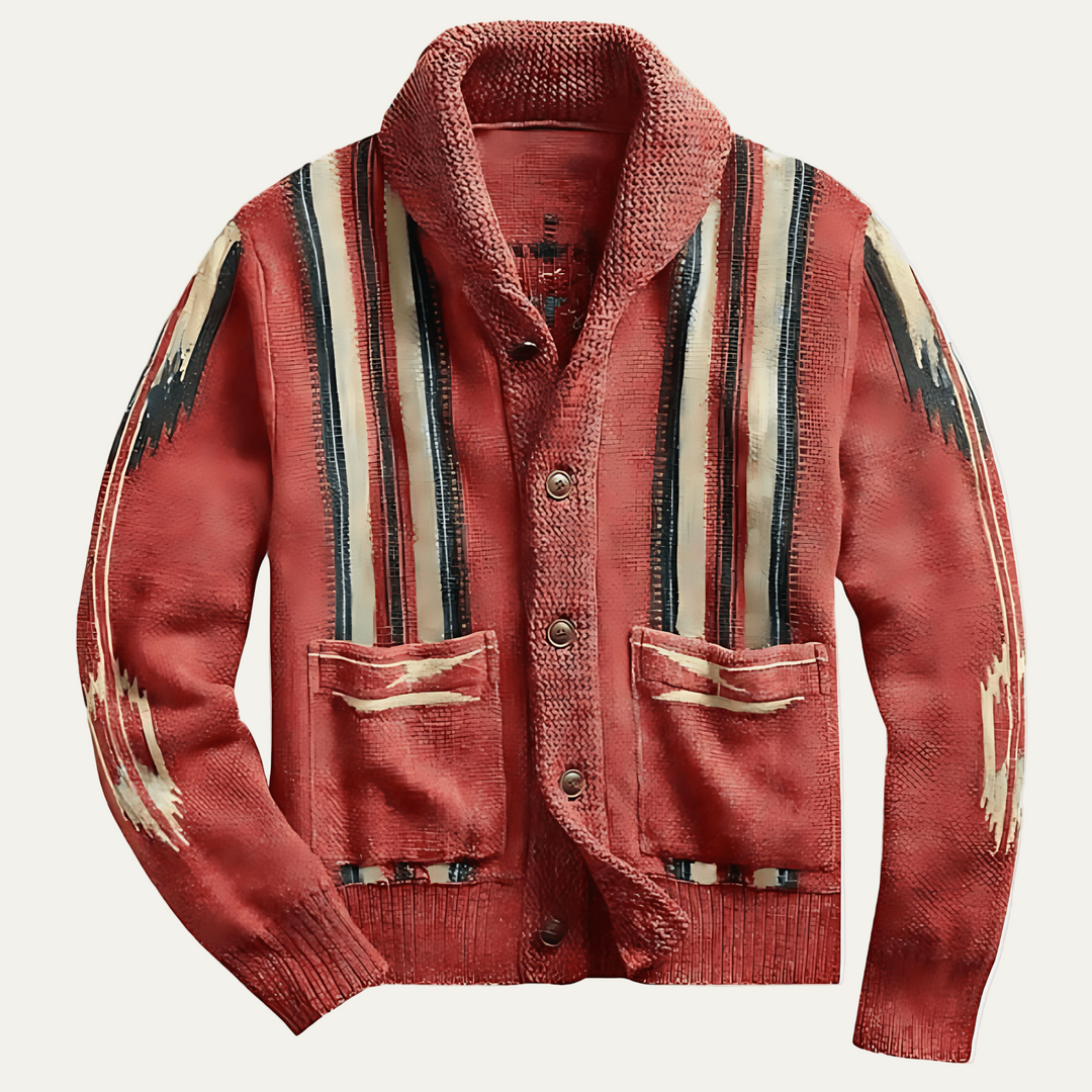 Mens Button Front Cardigan Shawl Collar Knit - BritishMode