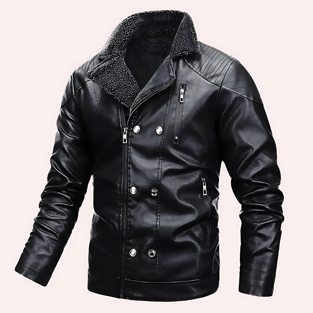Womens Faux Leather Jacket Shearling Lined Relaxed Fit - BritishMode