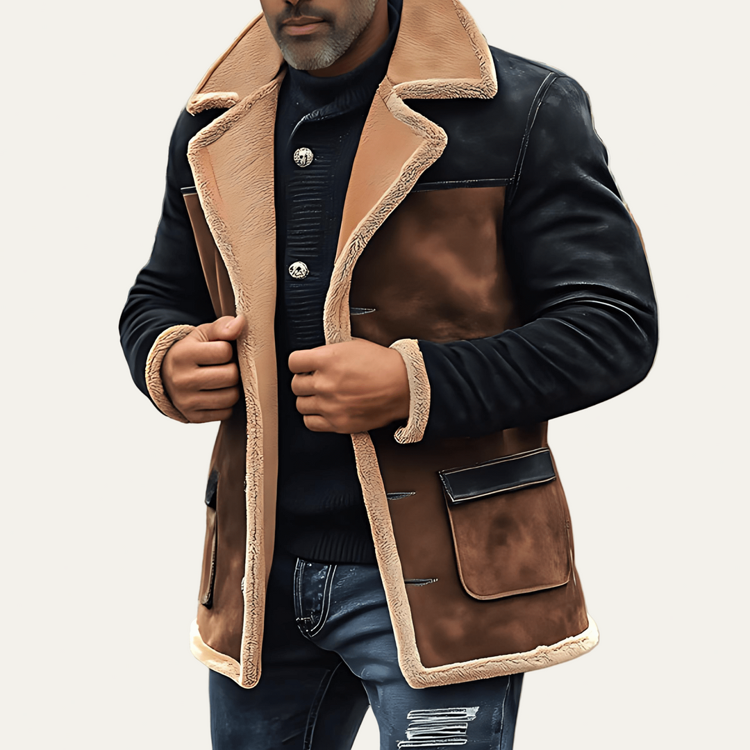Mens Car Coat Shearling Trim Heavy Duty - BritishMode