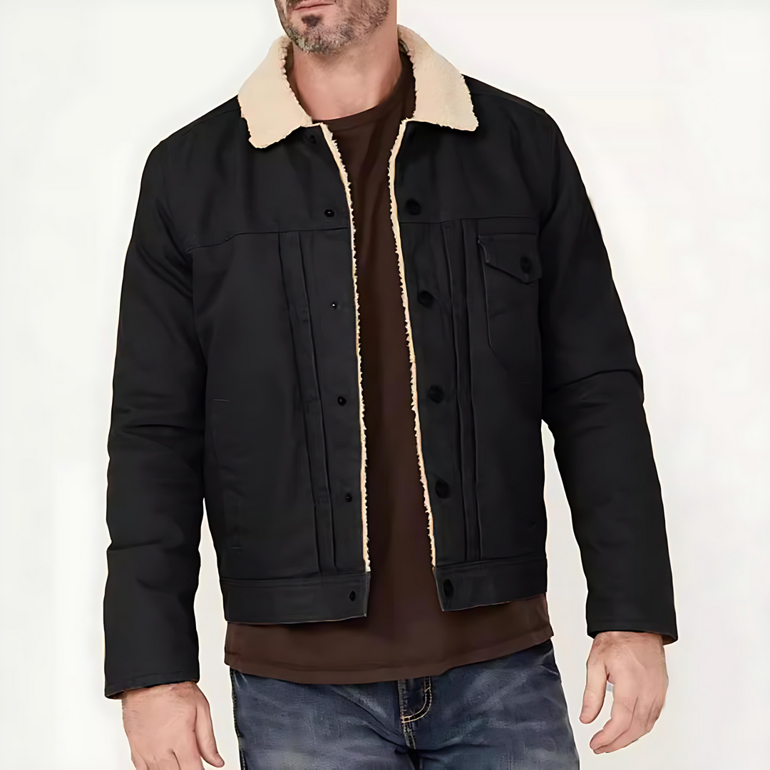 Mens Trucker Jacket Sherpa Collar Casual Fit - BritishMode