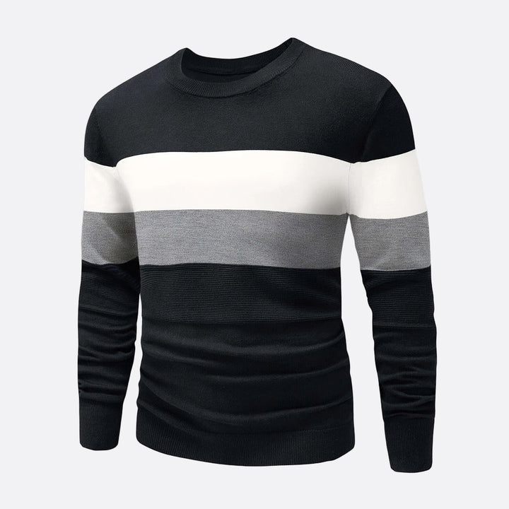 Mens Sweater Knit Chest Stripe Regular Fit - BritishMode