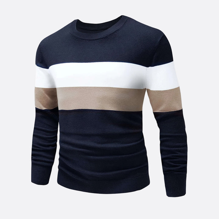 Mens Sweater Knit Chest Stripe Regular Fit