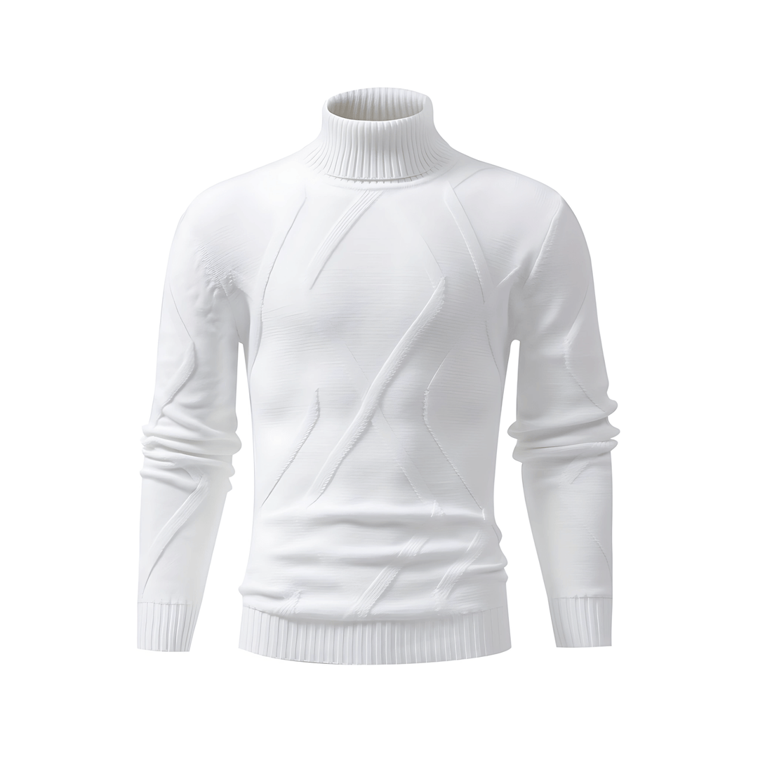 Mens Turtleneck Sweater Geometric Knit Pattern - BritishMode