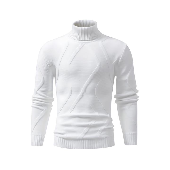 Mens Turtleneck Sweater Geometric Knit Pattern - BritishMode
