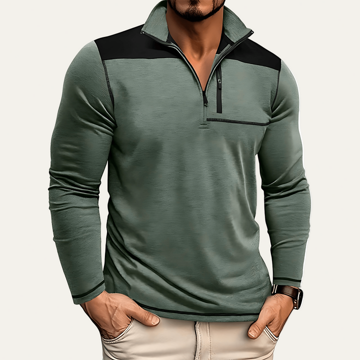 Mens Pullover Zip Stand Collar Slim Fit - BritishMode