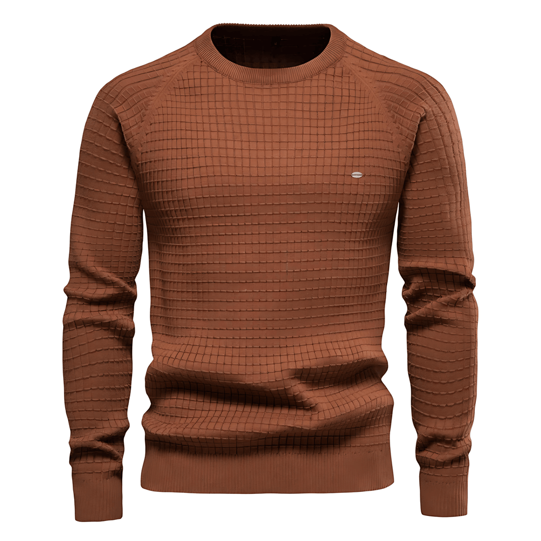 Mens Crewneck Sweater Waffle Knit Textured - BritishMode