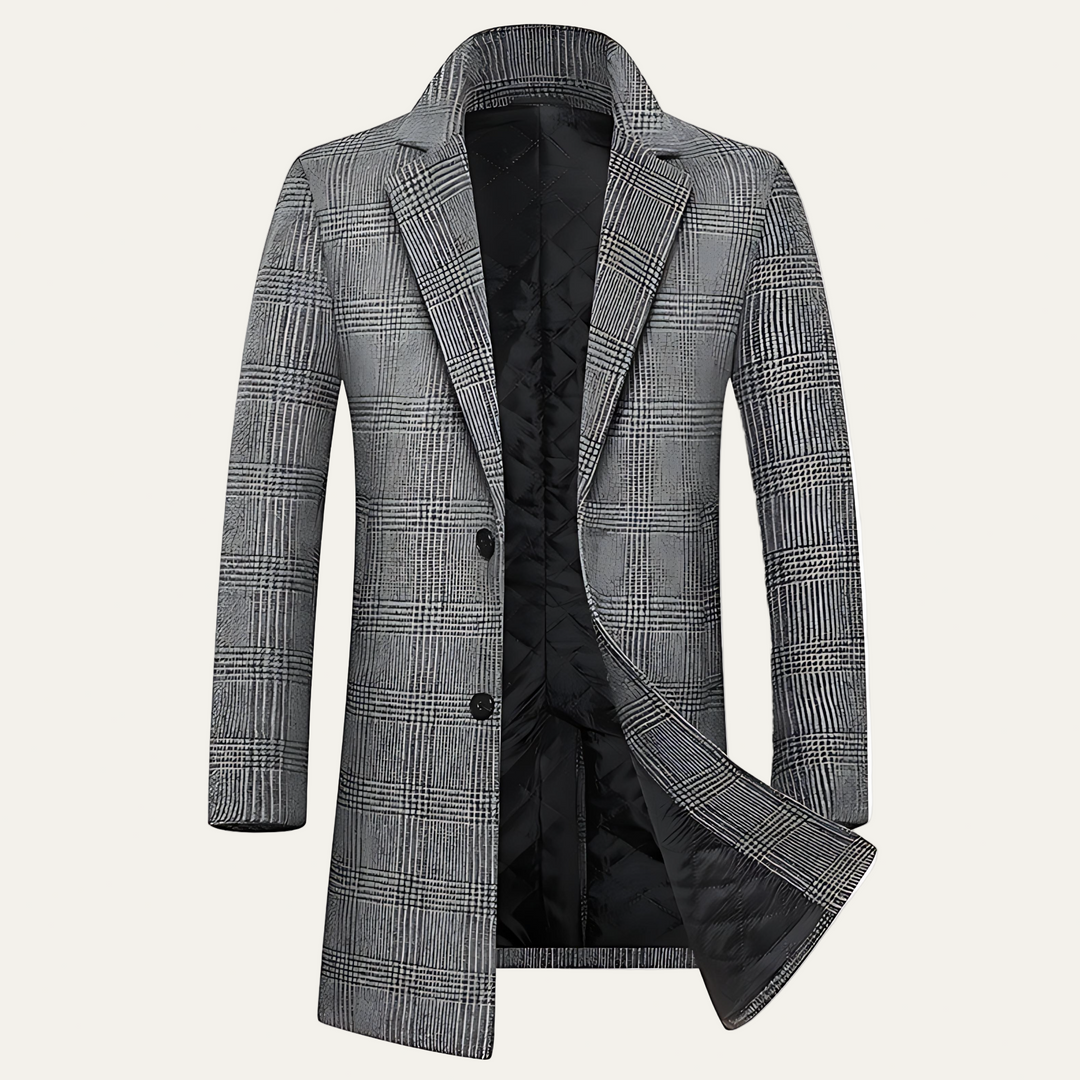 Mens Overcoat Single-Breasted Wool Blend Classic Fit - BritishMode