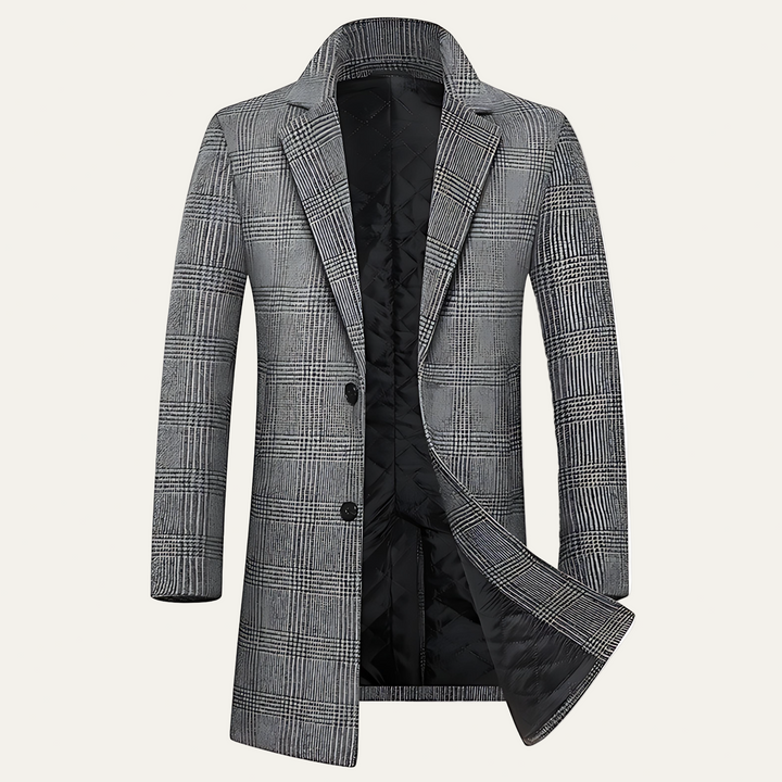 Mens Overcoat Single-Breasted Wool Blend Classic Fit - BritishMode