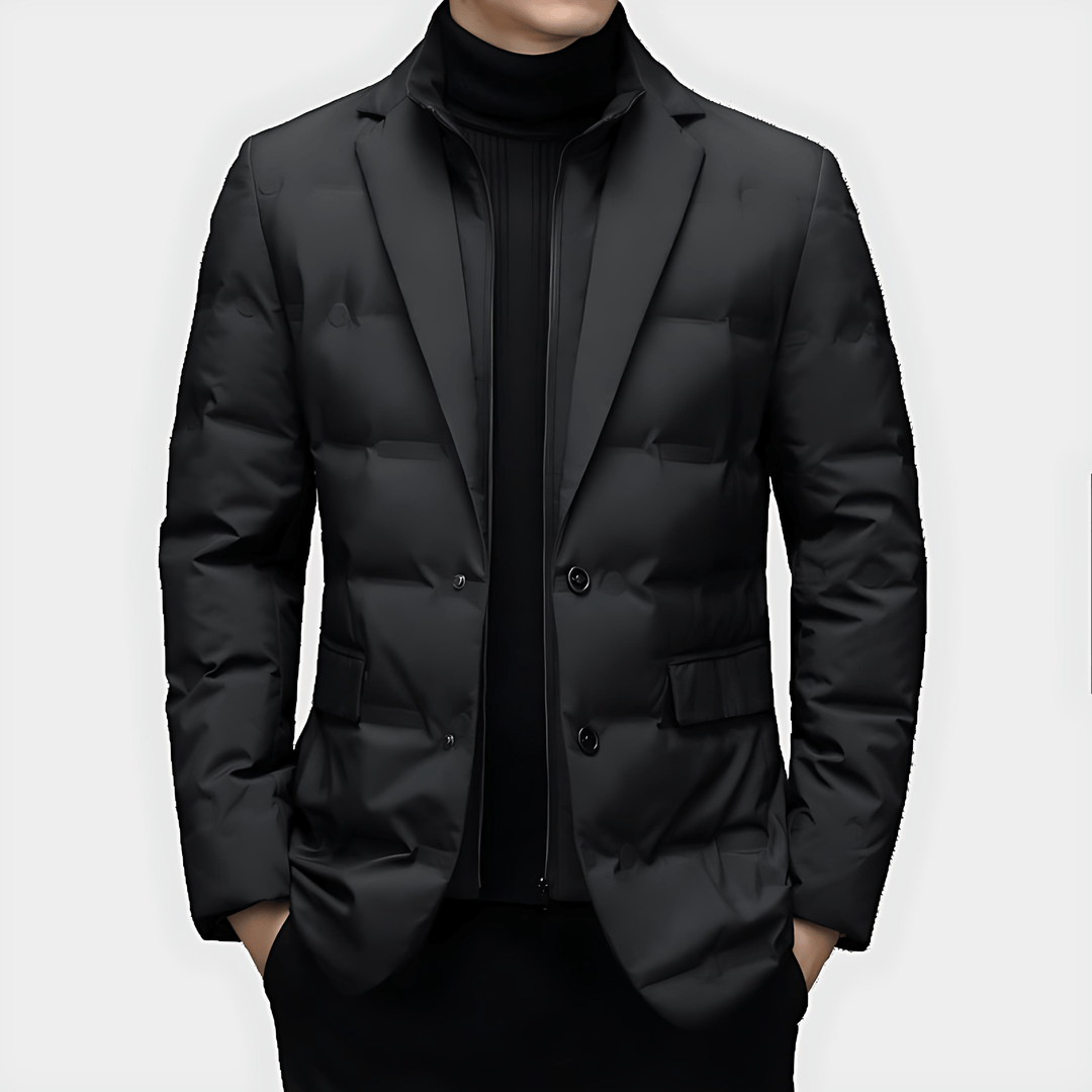 Mens Quilted Puffer Jacket with Blazer Style Padded Fit - BritishMode
