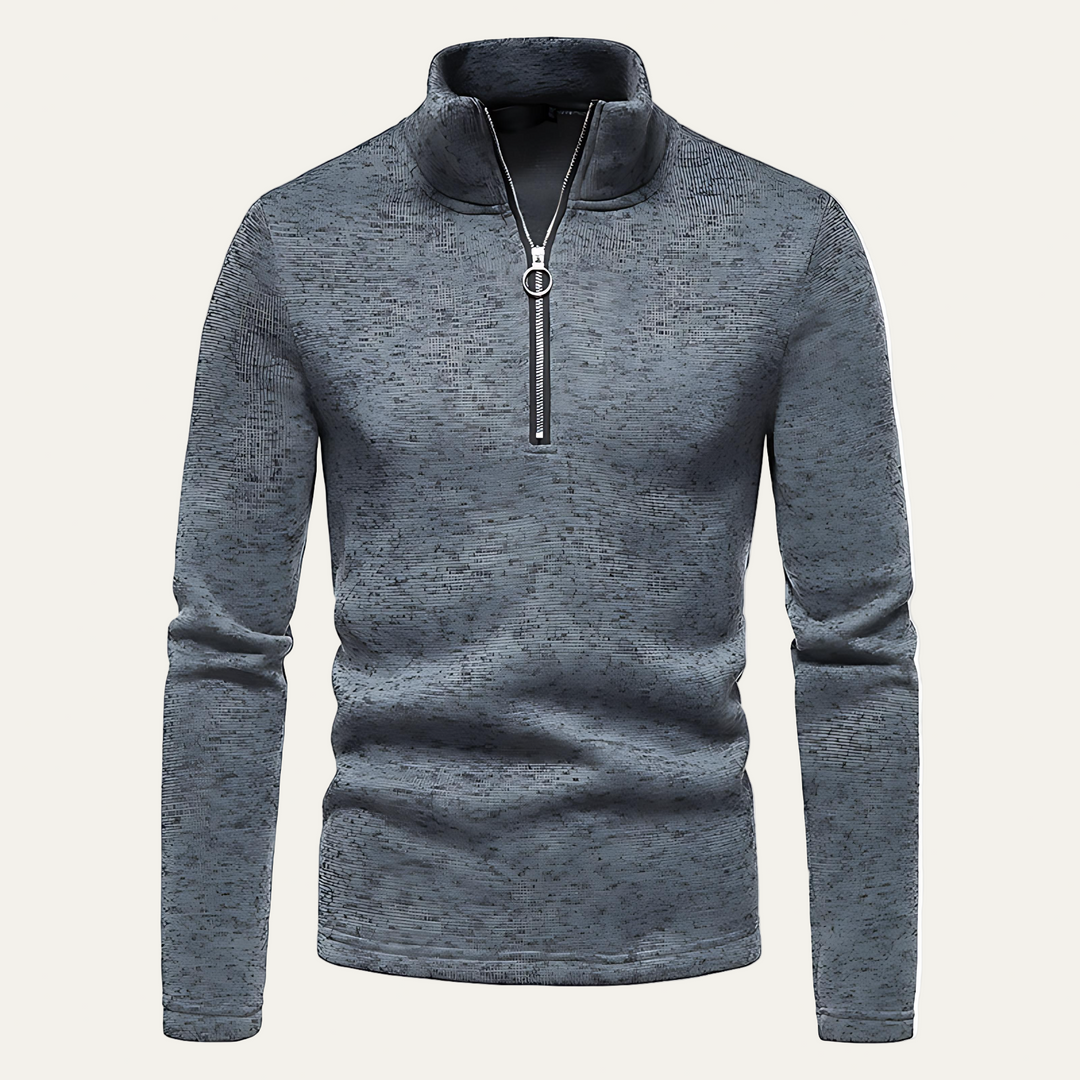 Mens Pullover Half Zip Textured Mock Neck - BritishMode