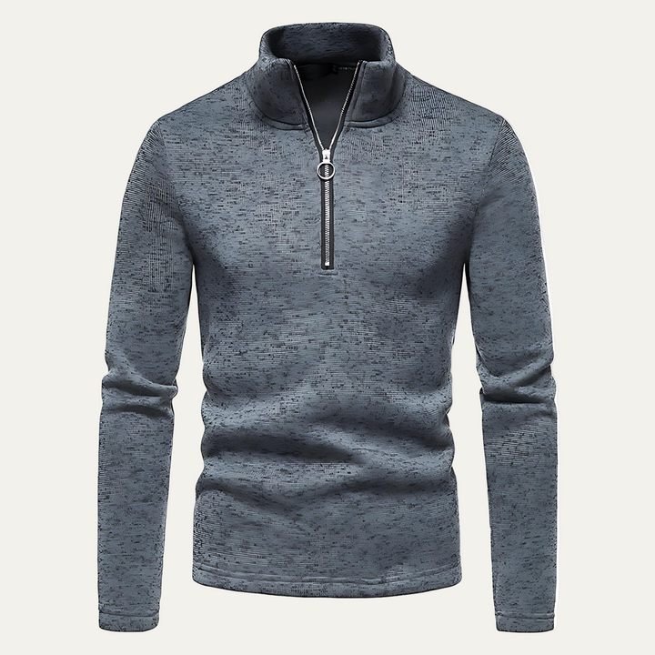 Mens Pullover Half Zip Textured Mock Neck - BritishMode