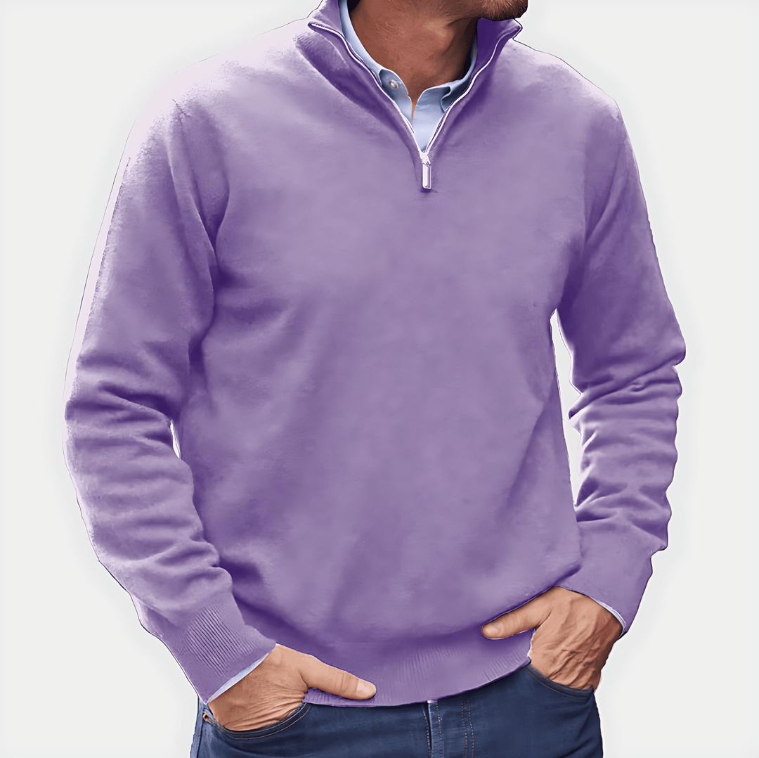 Mens Knit Pullover with Quarter Zip Smooth Fit - BritishMode