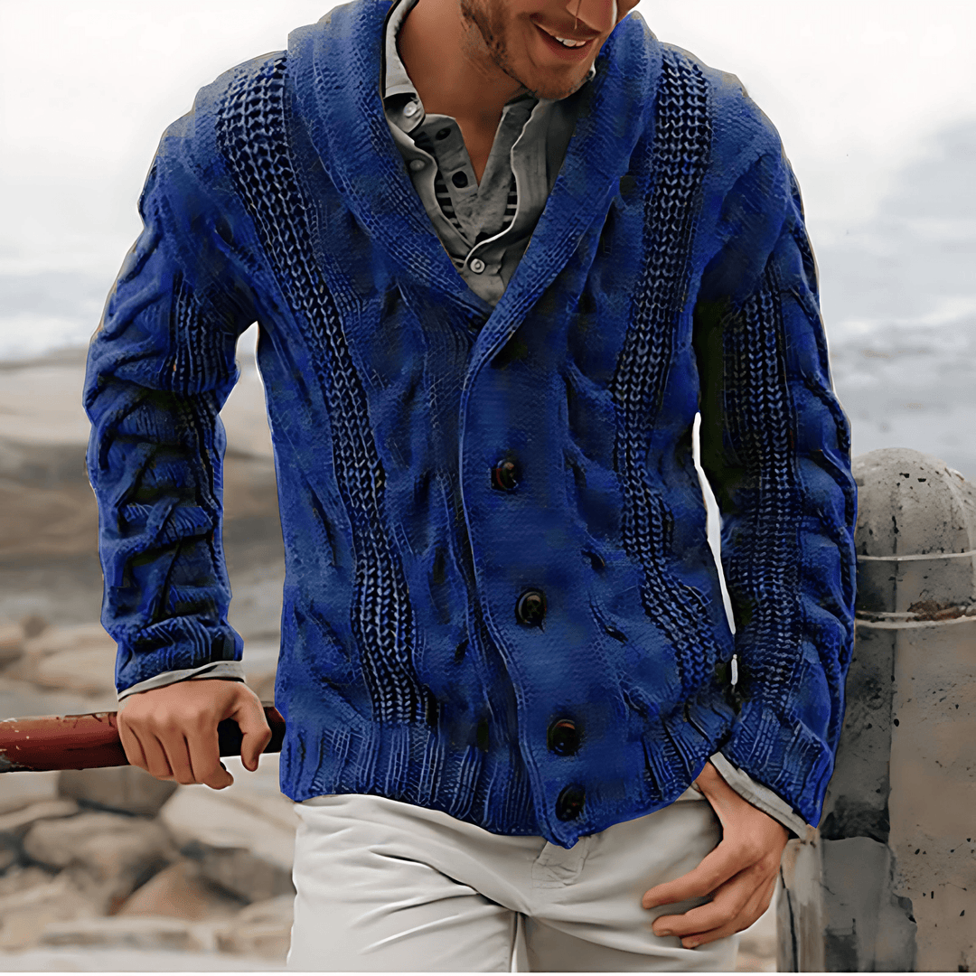 Womens Cardigan Structured Design Rolled-Up Collar - BritishMode
