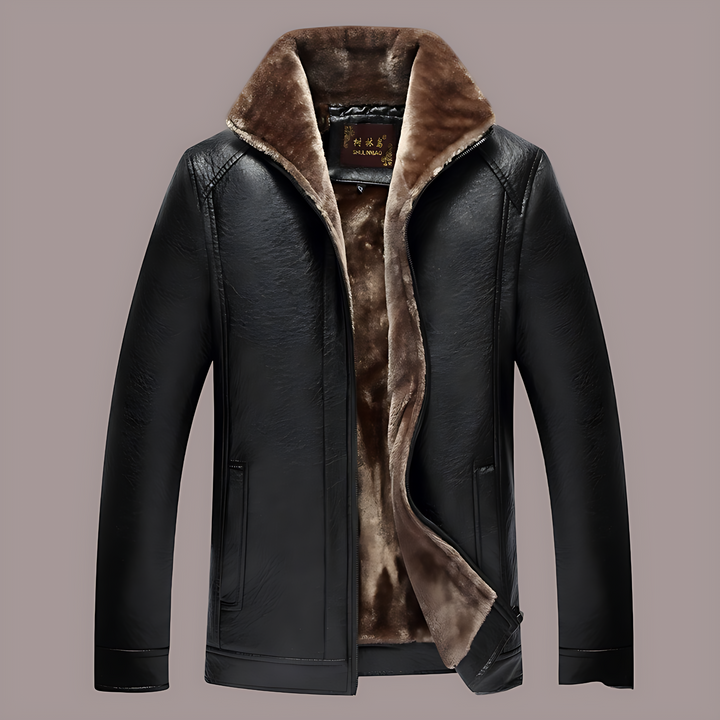 Mens Leather Jacket Structured Fit Fuzzy Lining - BritishMode