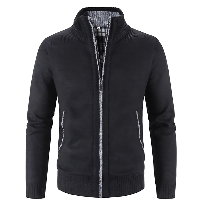 Womens Zip-Up Cardigan Structured Mock Neck Knit - BritishMode