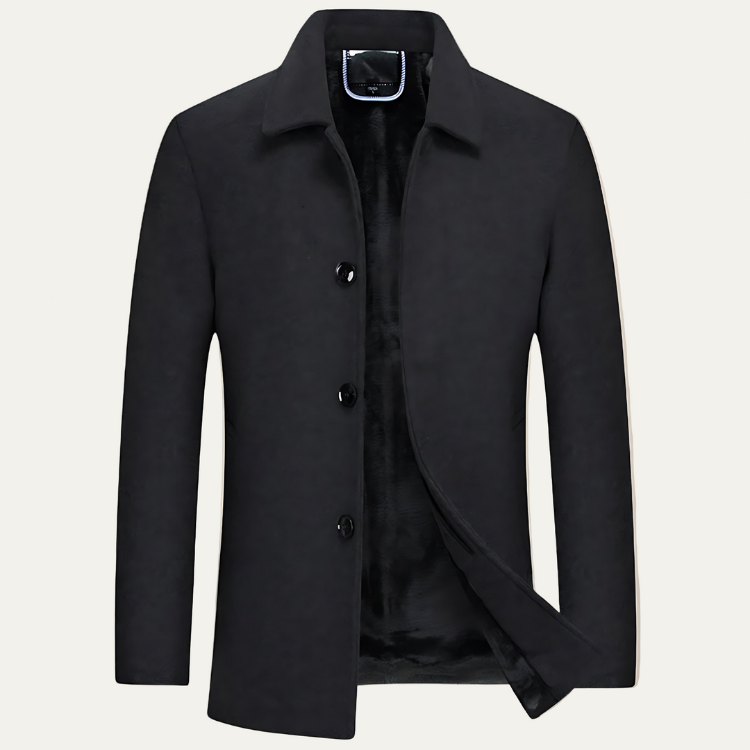 Mens Mac Jacket Plush Lined Three Button - BritishMode