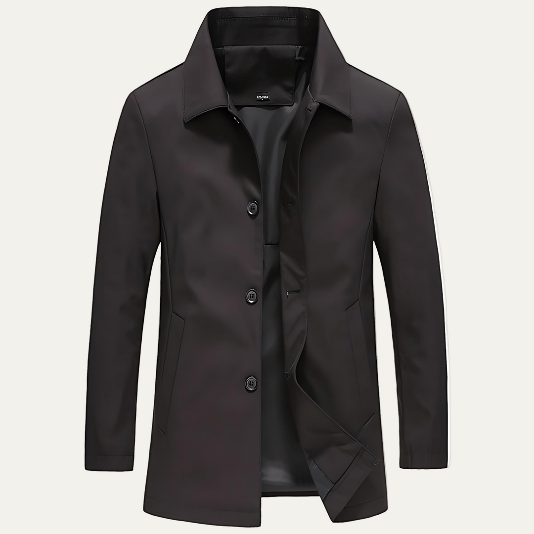 Mens Car Coat Wool Blend Single Breasted Classic Fit - BritishMode