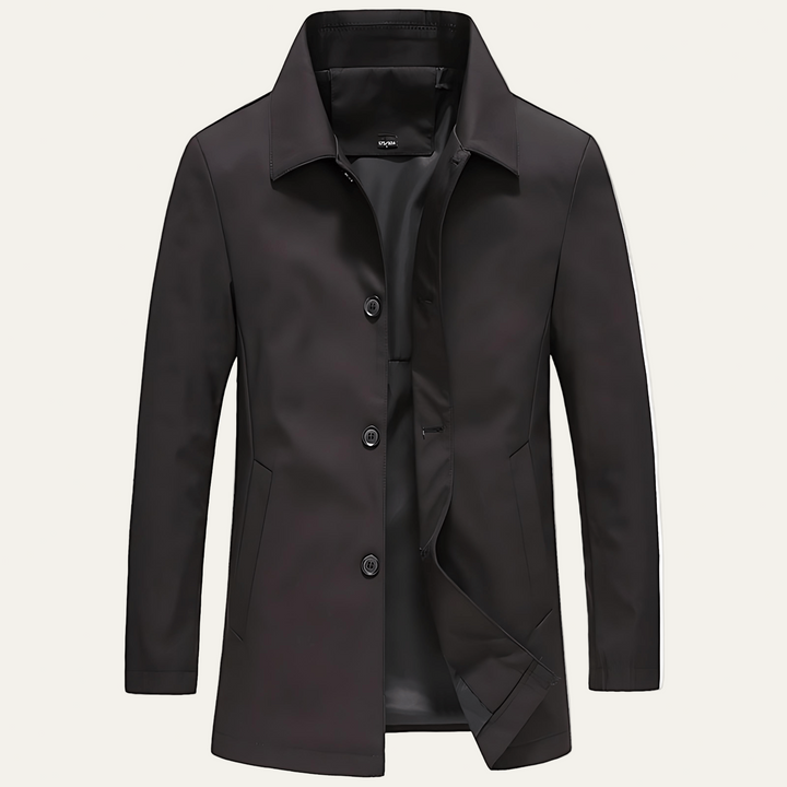 Mens Car Coat Wool Blend Single Breasted Classic Fit - BritishMode