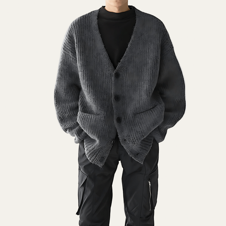 Mens Knit Cardigan Textured Oversized Fit - BritishMode