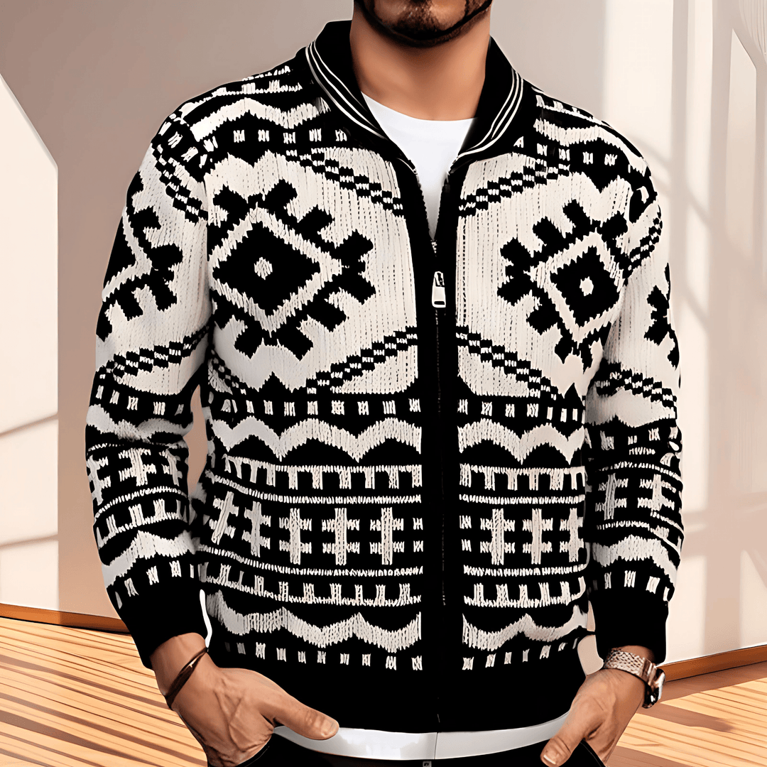 Womens Cardigan with Geometric Pattern Stylish Design - BritishMode