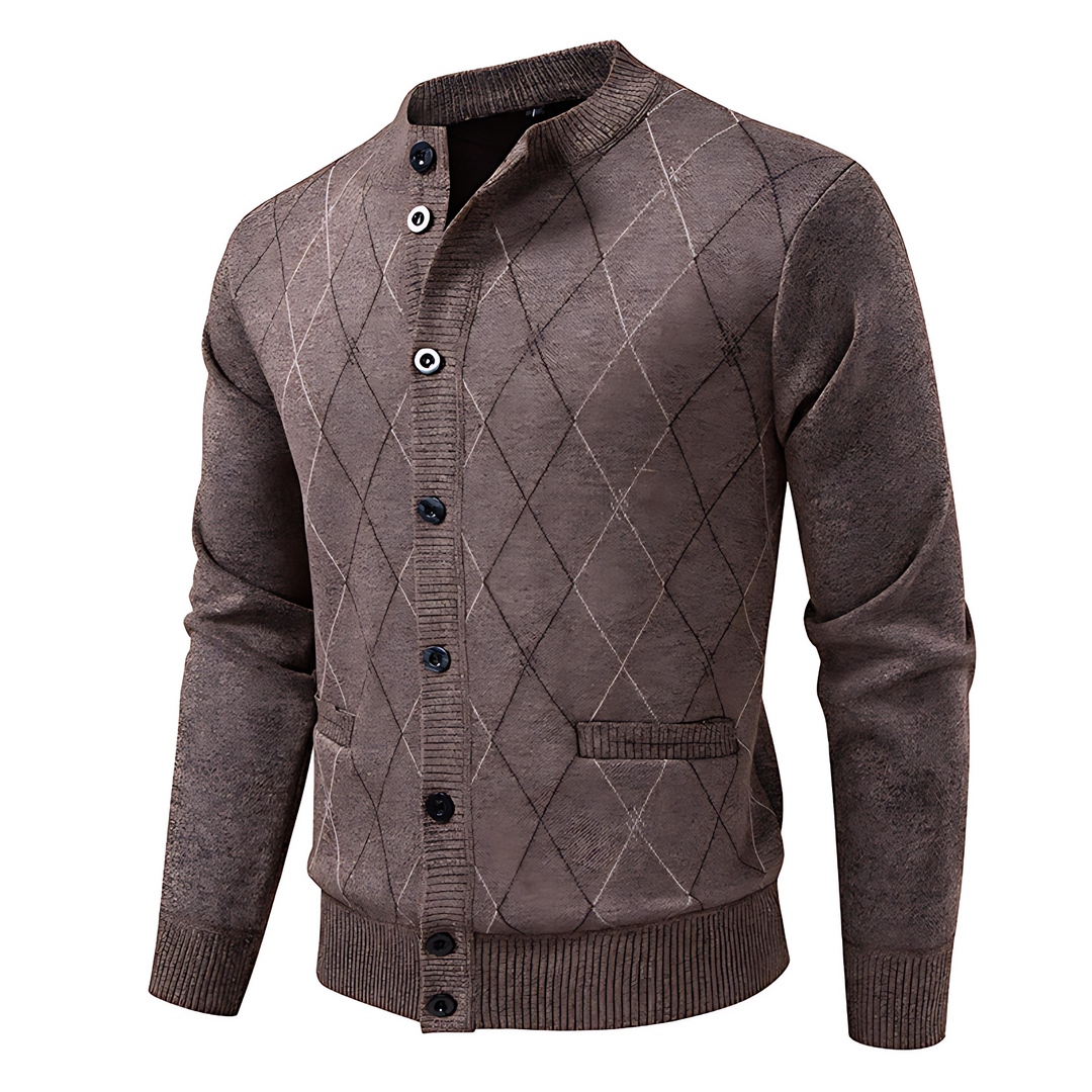 Womens Cardigan with Diamond Pattern Stylish Fit - BritishMode